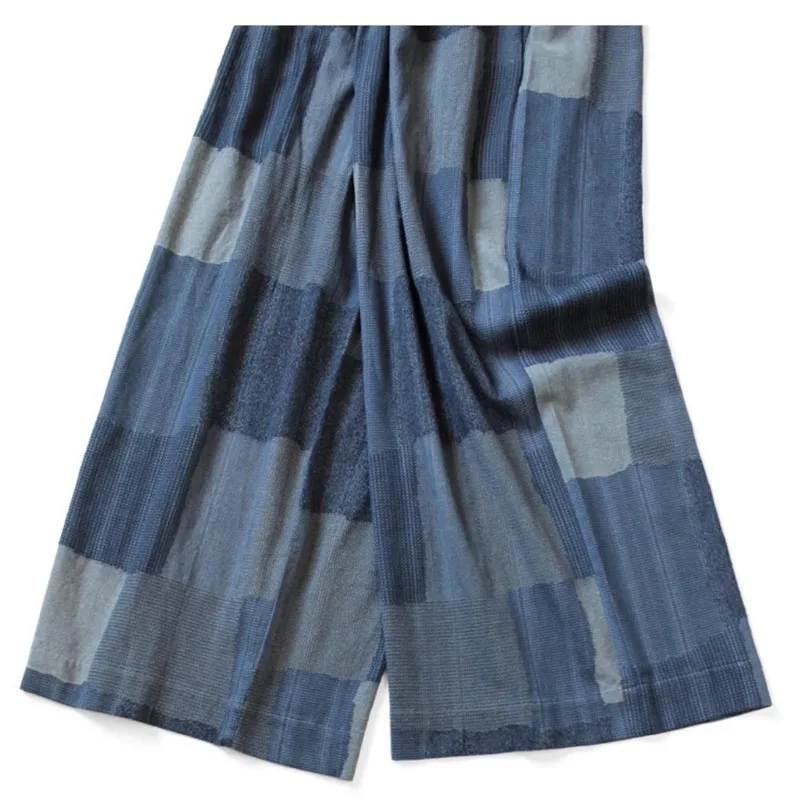 25AW KAPITAL Hirata e Hongri Pantaloni casual elastici stampati patchwork in poliestere retrò larghi per uomo Novità