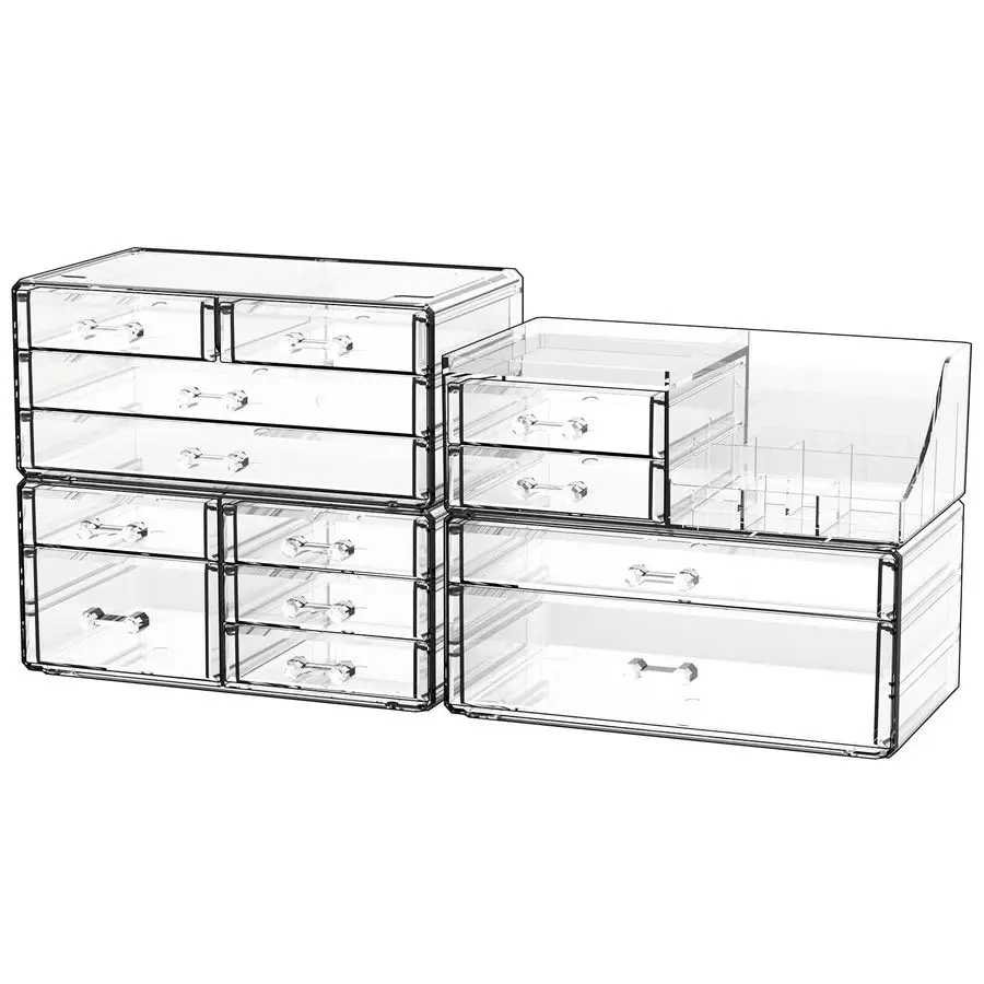 

Clear Make up Organizers for Vanity,Skincare Organizer With 13 Drawers for Dresser,Plastic Cute Desk Accessories Organization an