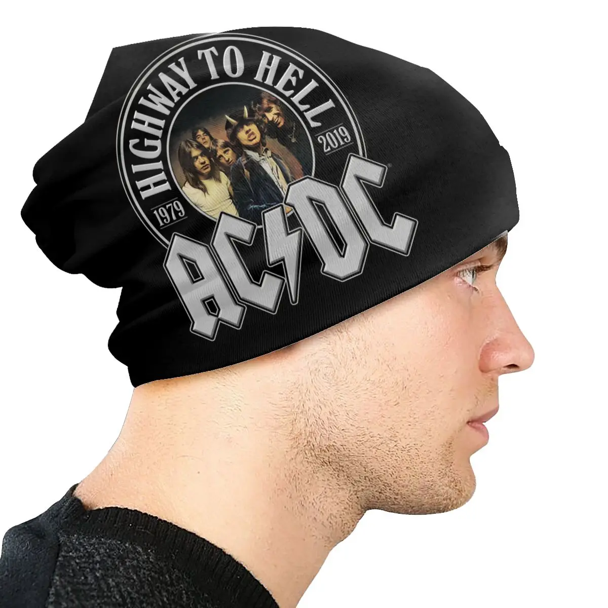 Custom Vintage Rock AC DCs Beanie Bonnet Knitted Hat Fashion Unisex Heavy Metal Music Band Winter Warm Skullies Beanies Caps