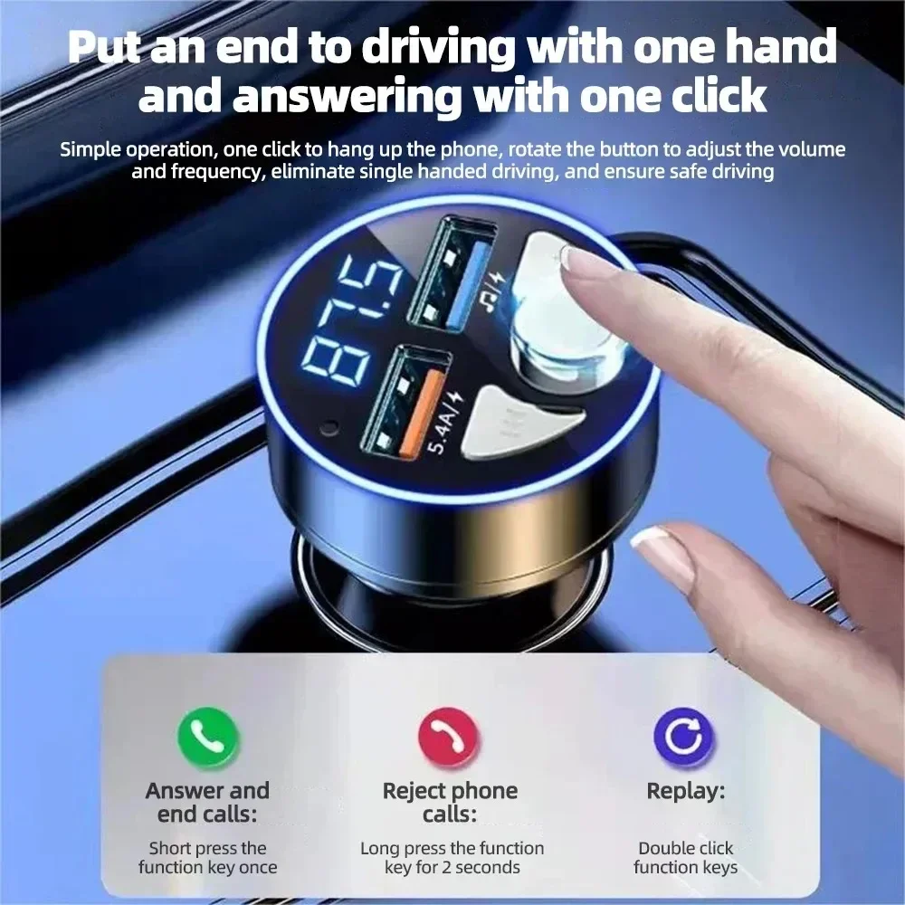 Car Charger 5.4A Dual USB Ports LED Voltmeter Display Fast Charging Auto Power Adapter 12-24V Mobile Phone Charger for Car Truck
