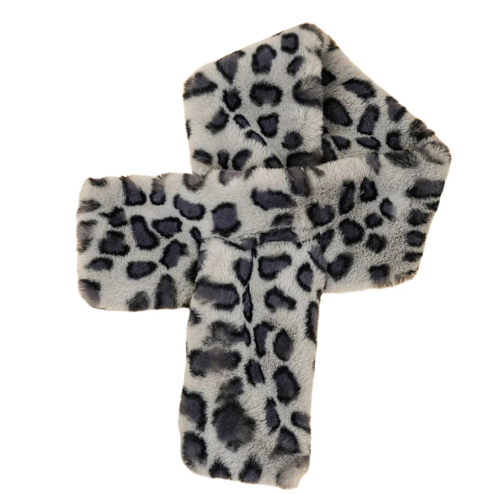 

Leopard Print Warm Scarf Grey Thick Soft Shawl For Women Cold Protection Outdoor Autumn Winter