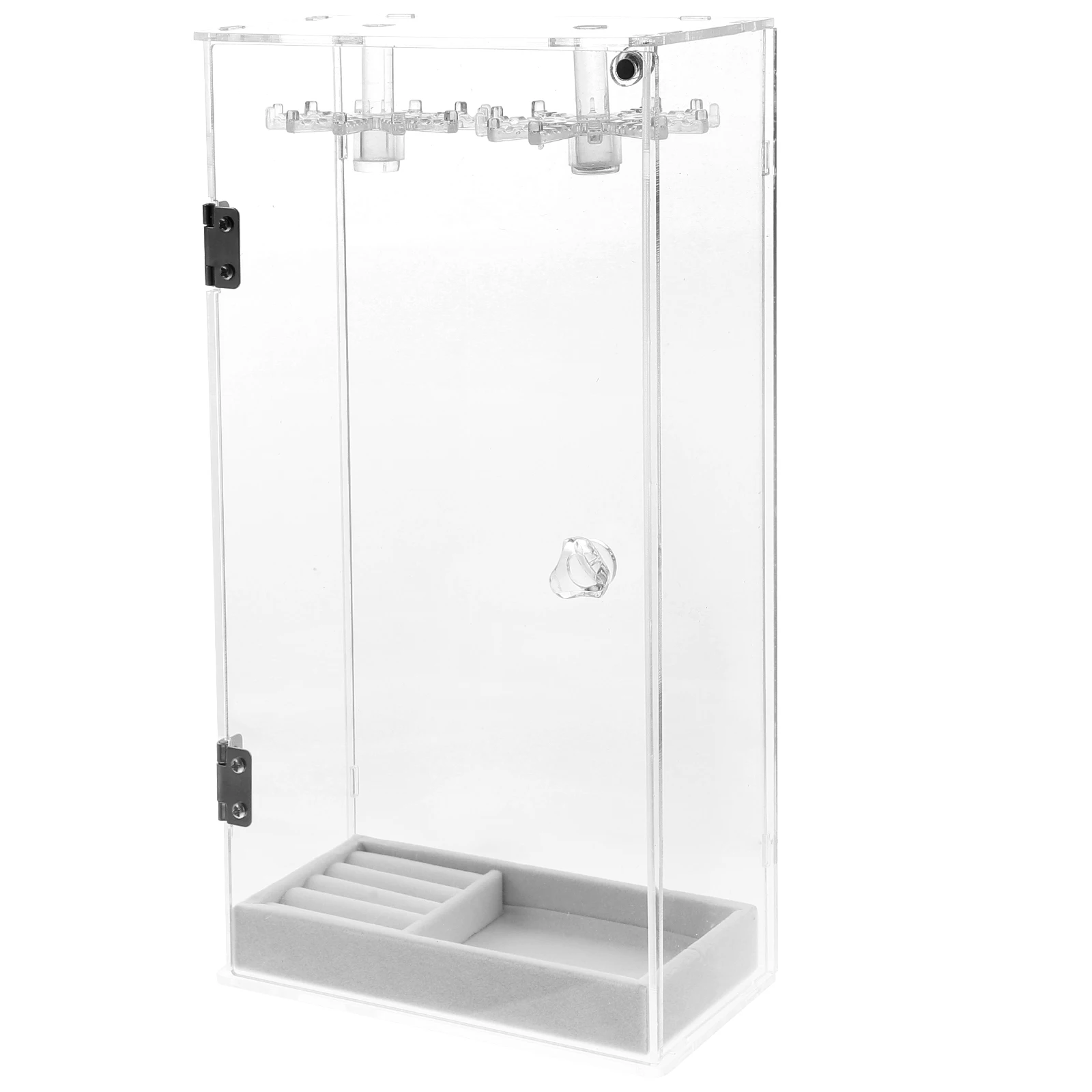 

Rotating Acrylic Jewelry Box 12 Hooks Necklace Storage Display Stand Dust Proof Organizer Home Use Necklace Holder Clear Acrylic