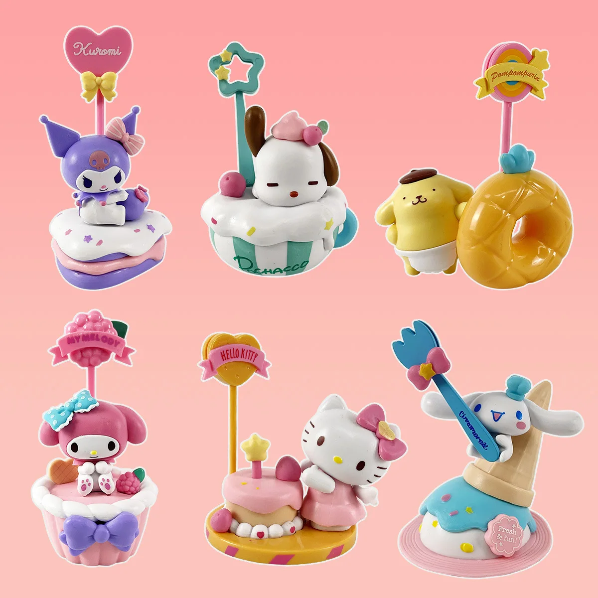 

Sanrio Dessert Sticky Note Ornament Blind Box Kulomipacha Dog Melody Cute Figure Girl Heart Small Gift