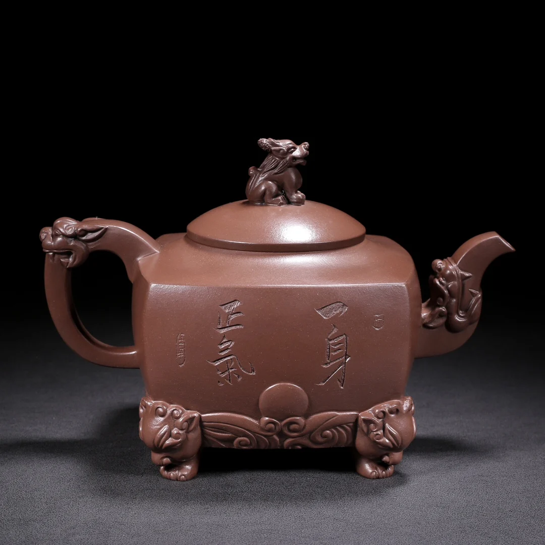 Old Chinese Handicraft Enameled YiXing Zisha (red stoneware) Teapot,Flying bird teapot,with mark, Free shipping