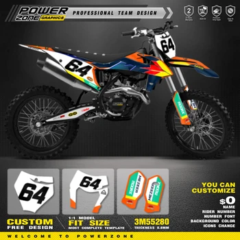PowerZone Custom Team Grafische Achtergronden Decals Stickers Kit Voor KTM SX SXF MX 19-22 EXC XCW Enduro 20-23 125 tot 500cc 55