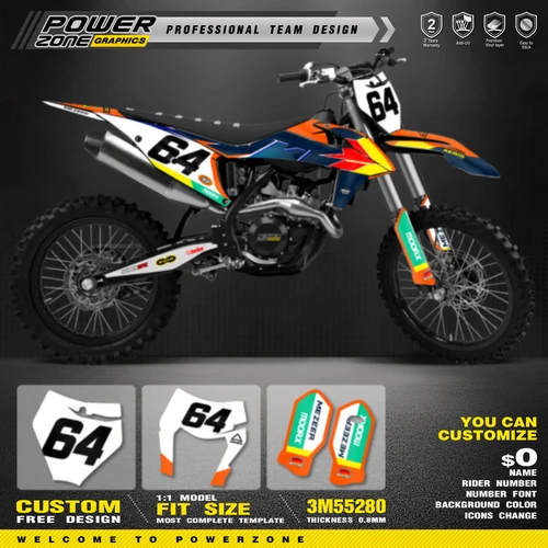 Imagen 2 del producto PowerZone, fondos gráficos de equipo personalizados, calcomanías, Kit de pegatinas para KTM SX SXF MX 19-2022 EXC XCW 2020-23 125 a 500cc Enduro 55