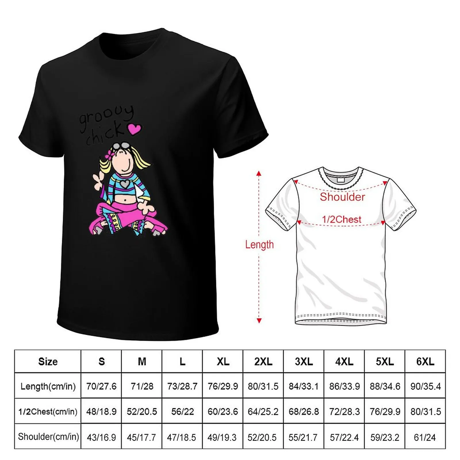 Groovy Chick Girls 2000s Y2K vintage T-Shirt Basic Short Sleeve Cotton Blend T-Shirt