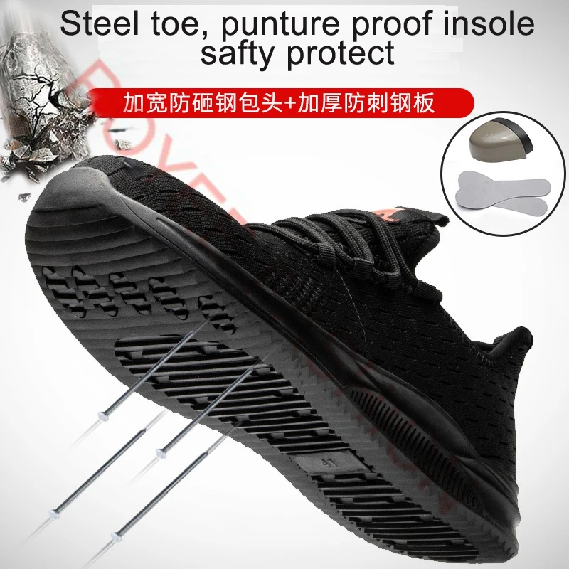 2023 Work safty Shoes for Men/ Women Breathable Sports Safety Shoes Work Boots Anti-Smashing men safety shoe work & safety shoes