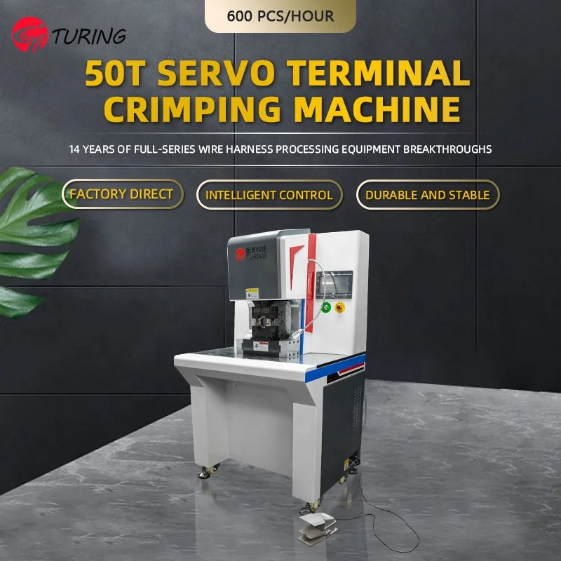 TR-50T Semi-automatic 50T  16-300 square  Servo Motor Terminal Crimping Machine Electric Wire Cable Lug Crimping Press Machine