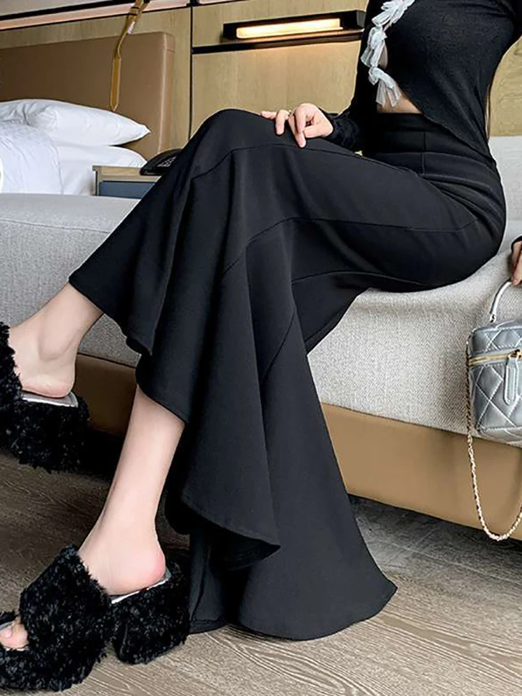 

plus Size Women's High Waist Fish Tail Skirt Spring Autumn Korean Style Polyester Fiber Slimming Aesthetic Step Lotus Dress