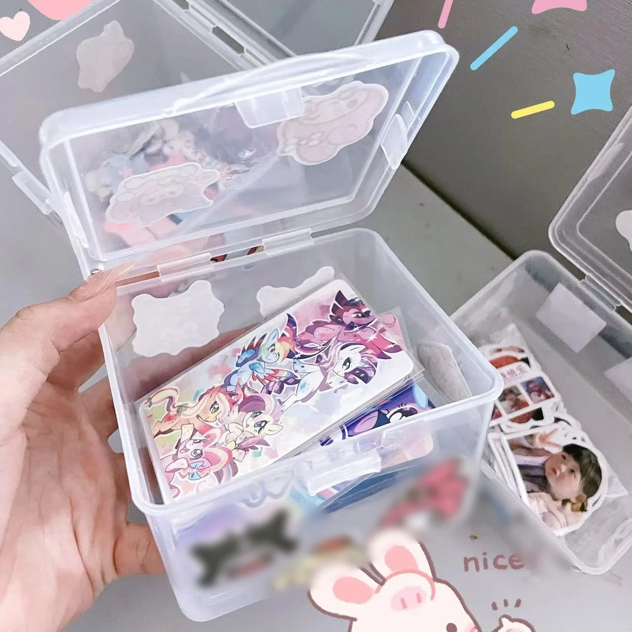 Plastic Desk Organizer Transparent Storage Box Classification Cards Container For Small Items Art Supplies Space Saving