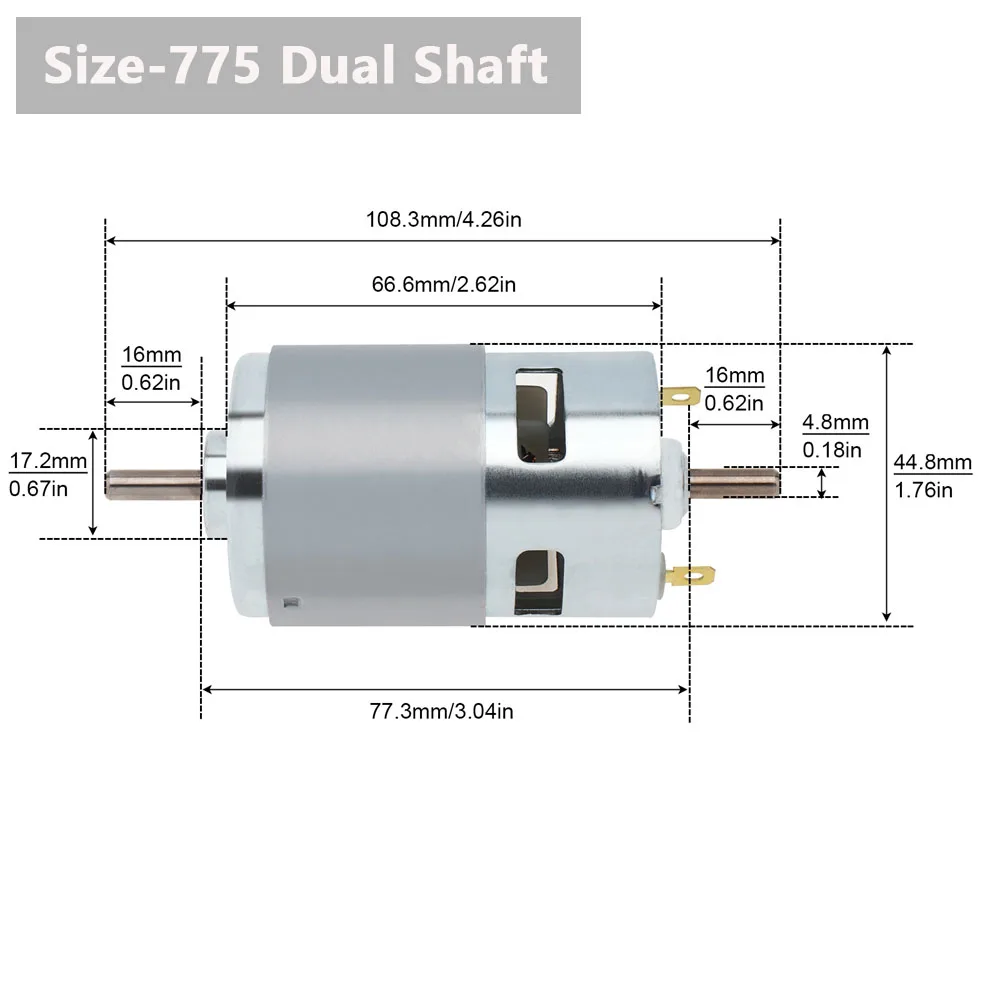 775/795/895 DC Motor 12/24V Double Output Shaft Micro Motor with Double Ball Bearing for DIY Tools Electronic Component Motor