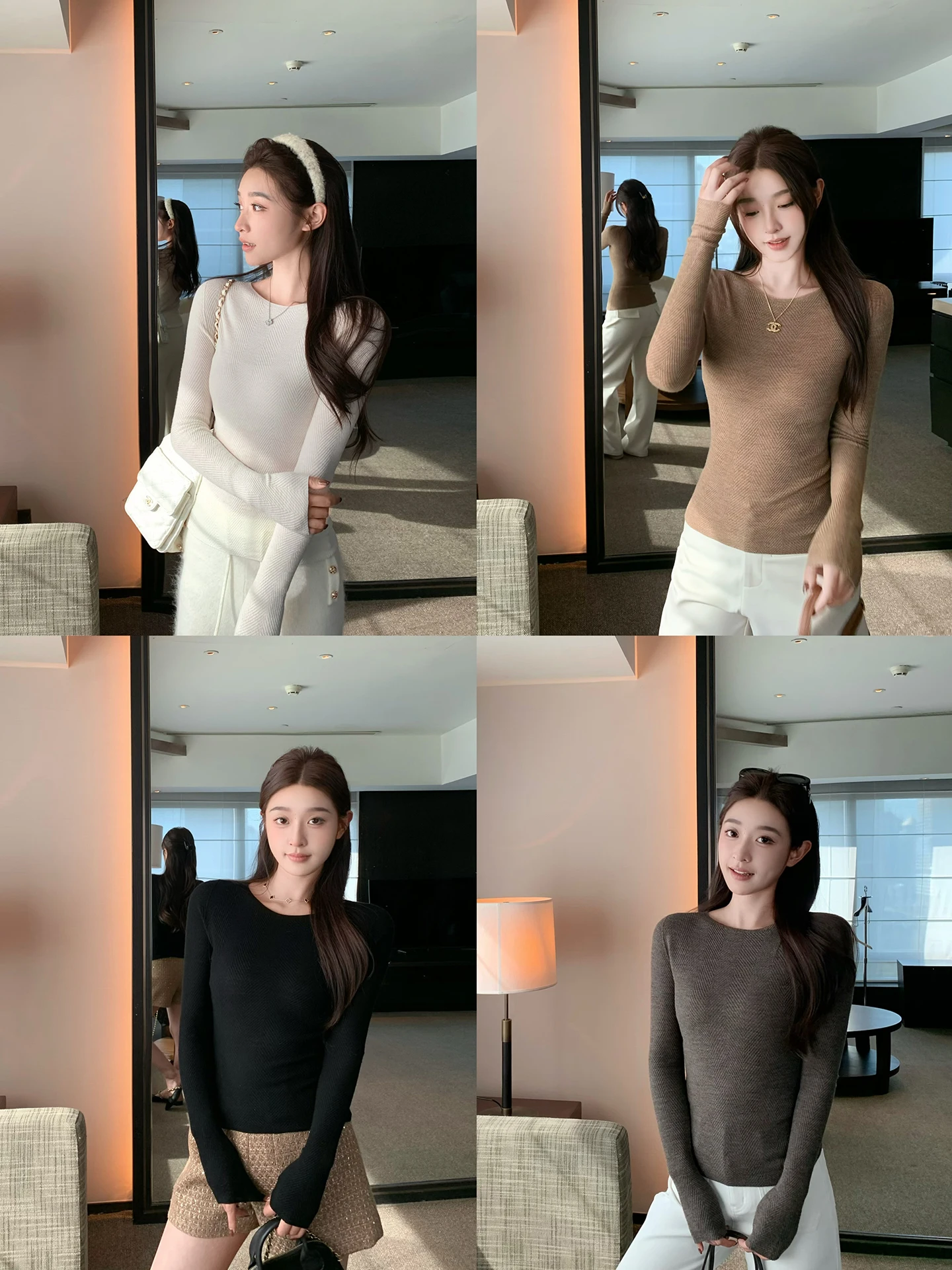 

Мягкий шерстяной вязаный свитер Cchen с круглым вырезом для женщин, базовая модель из пряжи Yangzi, дышащий, приятный к телу, с длинными рукавами.