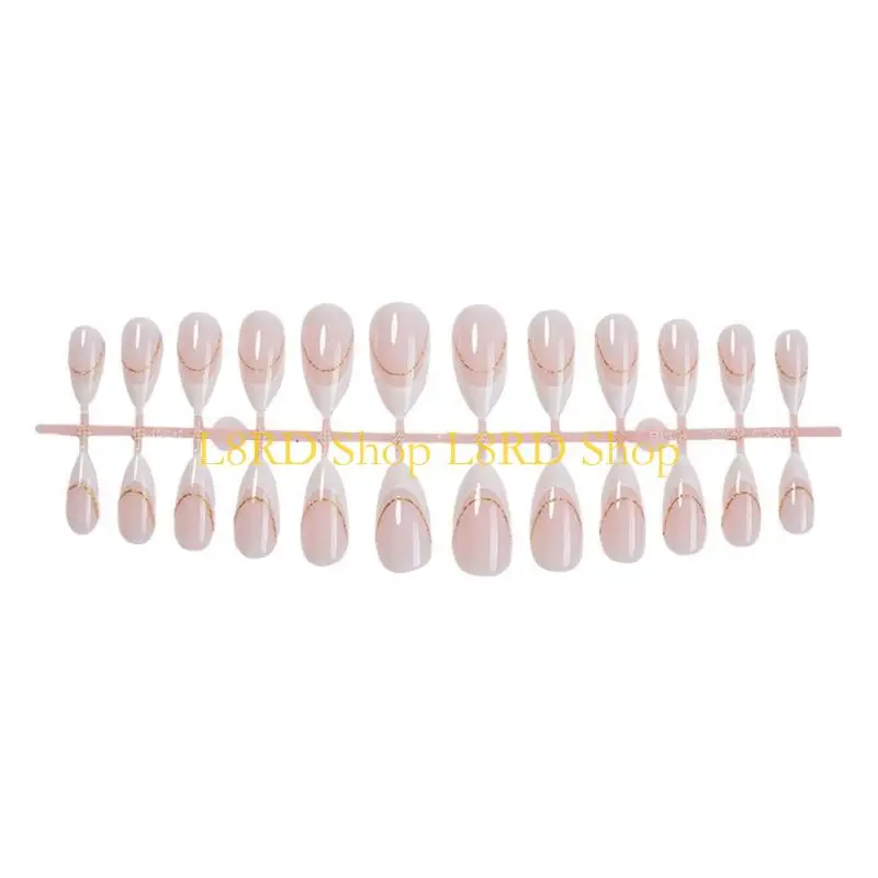 L8RD 24 Pcs Press On Nails Set Almond Acrylic False Nails Manicure for Women