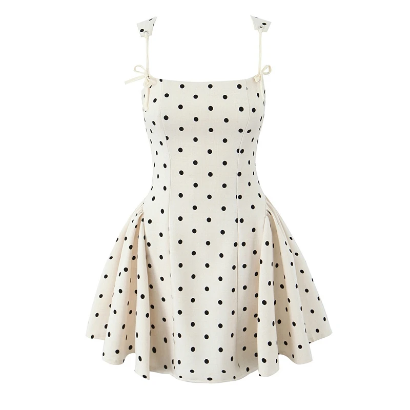 Mini abito da donna con stampa a pois con scollo a barchetta e canotta a trapezio 2025 Vacanze estive Vacanza Festa Compleanno Abiti Vestiods