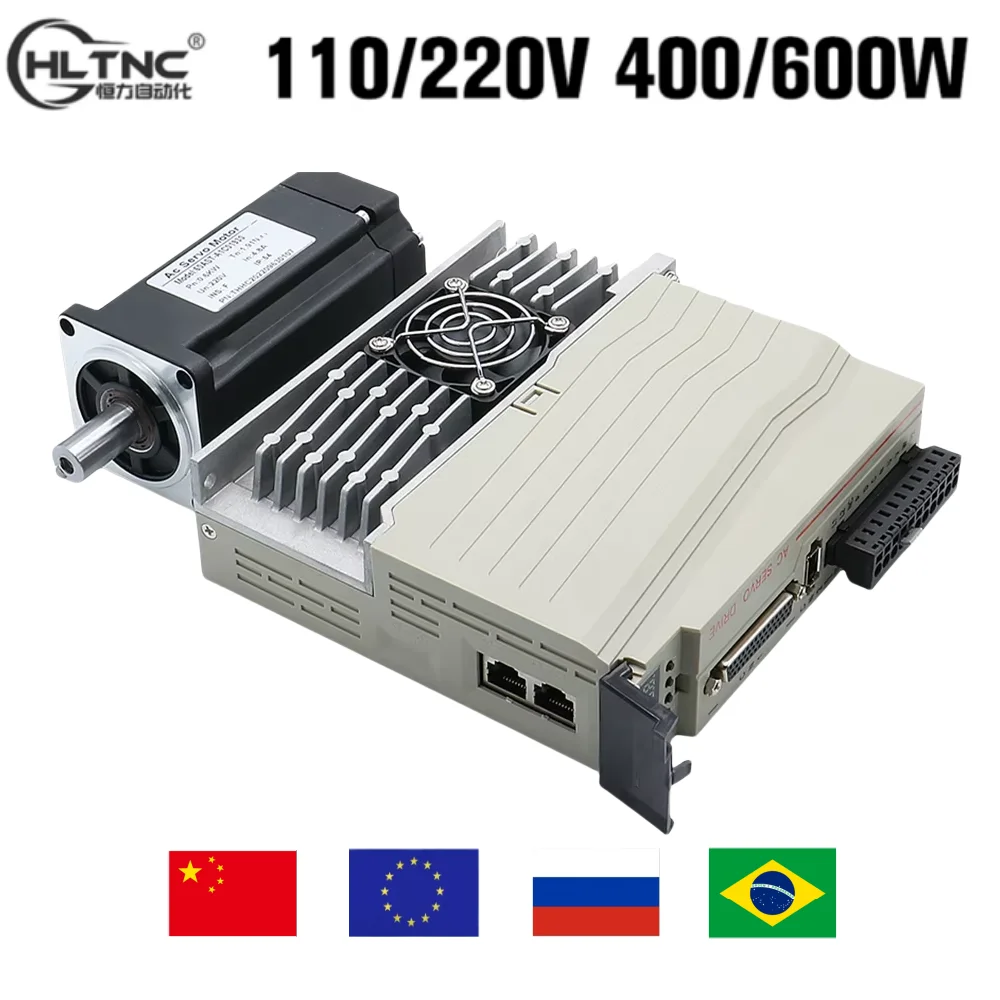 HLTNC 60 AST 400W 600W 1.3N 1.9N 110 220V Servo Motor Kit With Magnetic 17bit Absolute Encoder + T3D 15A Driver For CNC Engraver