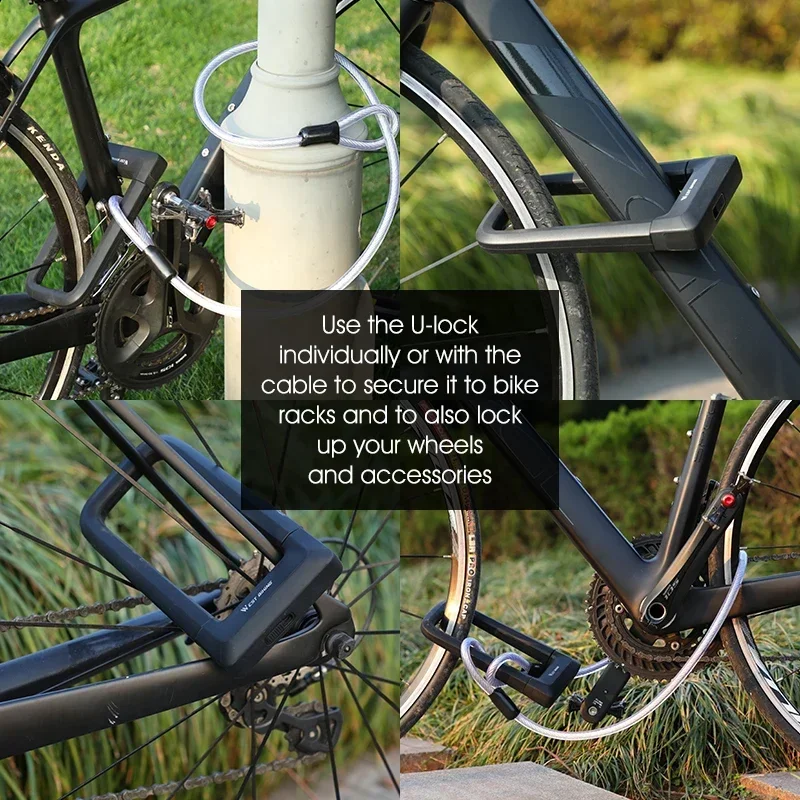 WEST BIKING Anti-theft Bicycle U Lock Set Anti-12 Tons Hydraulic Shear Safety Cable Padlock Motorcycle Scooter Bike Accessories