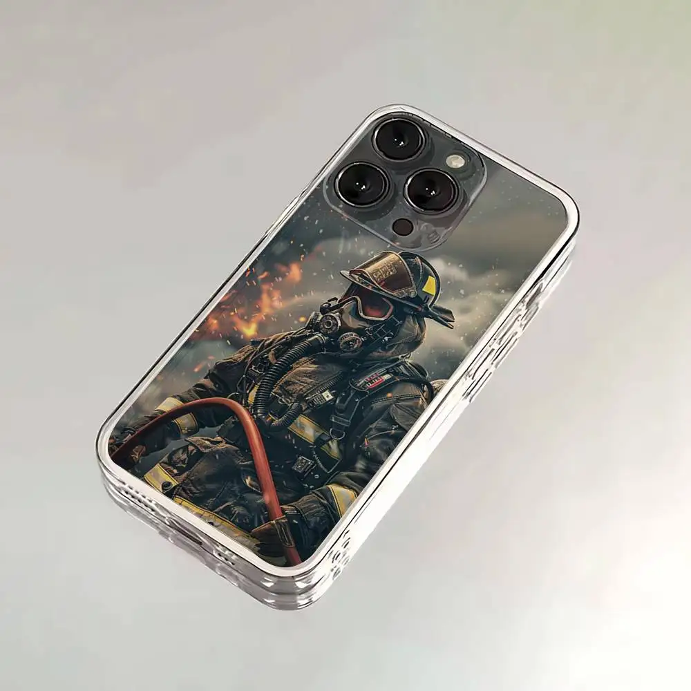 حافظة هاتف رجال الإطفاء Heroes لهاتف iPhone 16,15,14,13,12,11,17 Pro,Max,Plus,X,XS,XR,SE,غطاء ناعم شفاف صغير #3