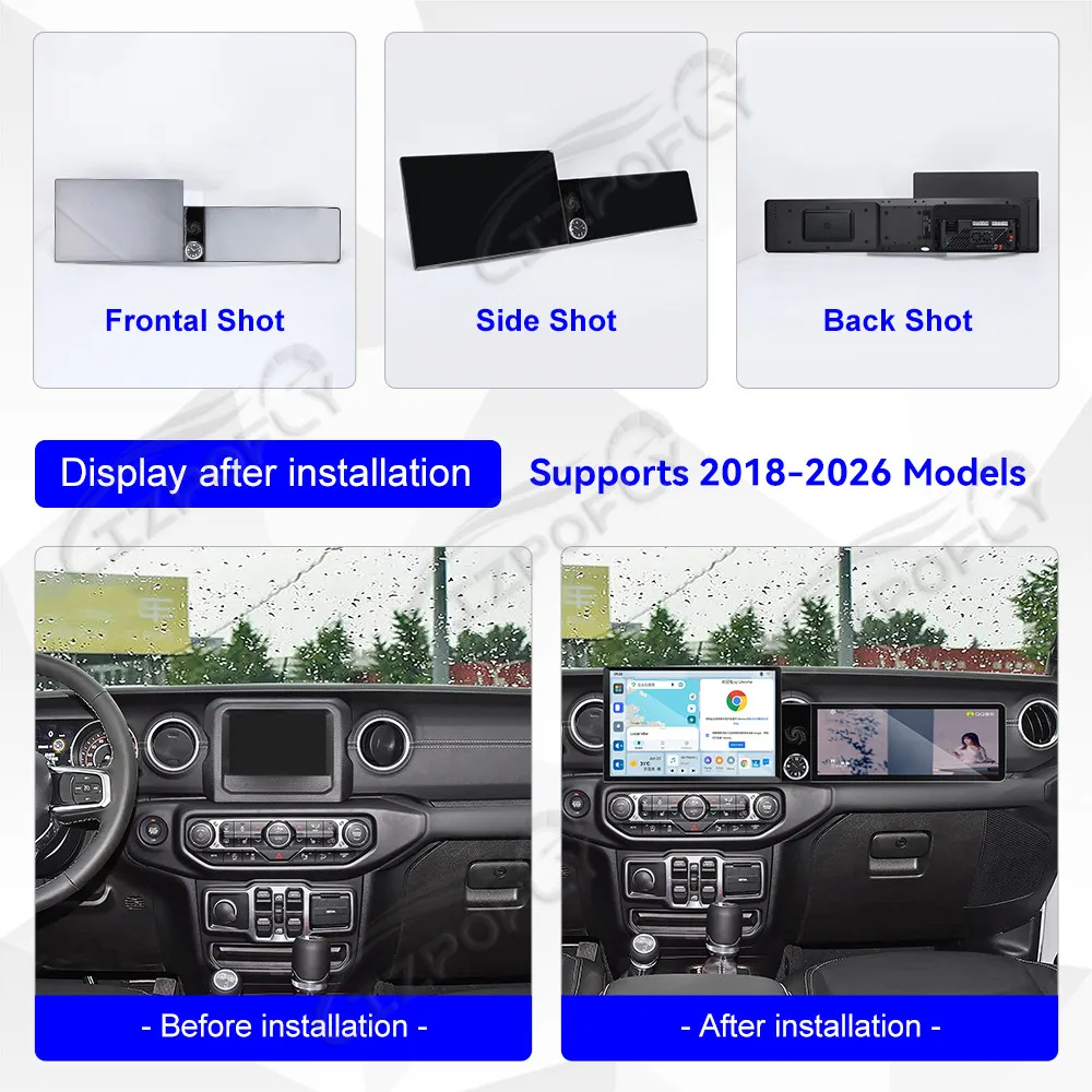 Lizpofly 13.1+12.3inch Android Car Radio For Jeep Wrangler Rubicon 2018-2026 CarPlay GPS Navigation Multimedia Video Player