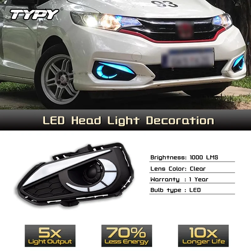 TYPY LED Daytime Running Light For Honda Fit Jazz 2018-2020 Asia Car Accessories Waterproof DRL Fog Lamp Decoration 2PCS image 5