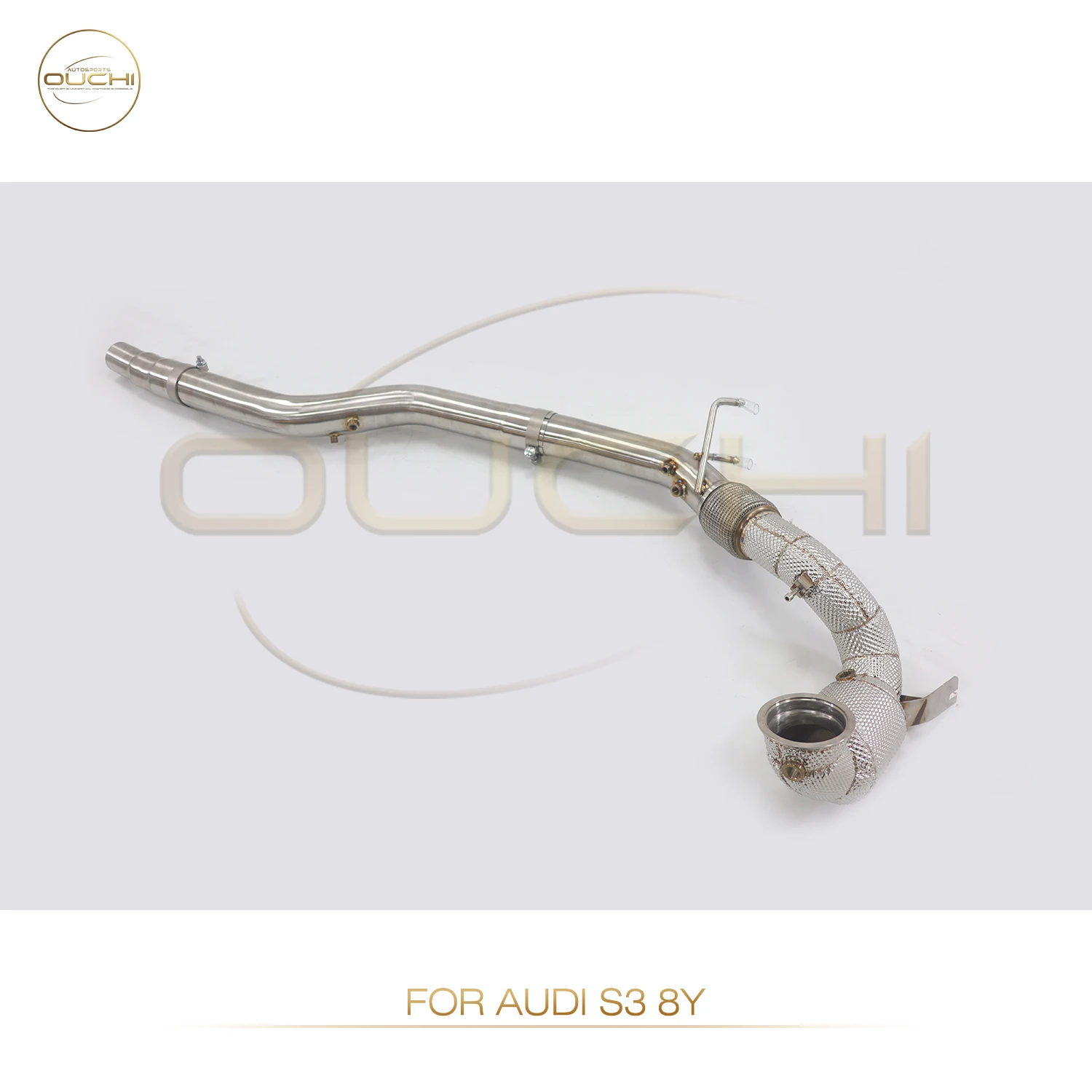 OUCHI Exhaust System High Flow Performance Downpipe for Audi S3 8Y Pipe With Heat Shield OPF Car Accessories