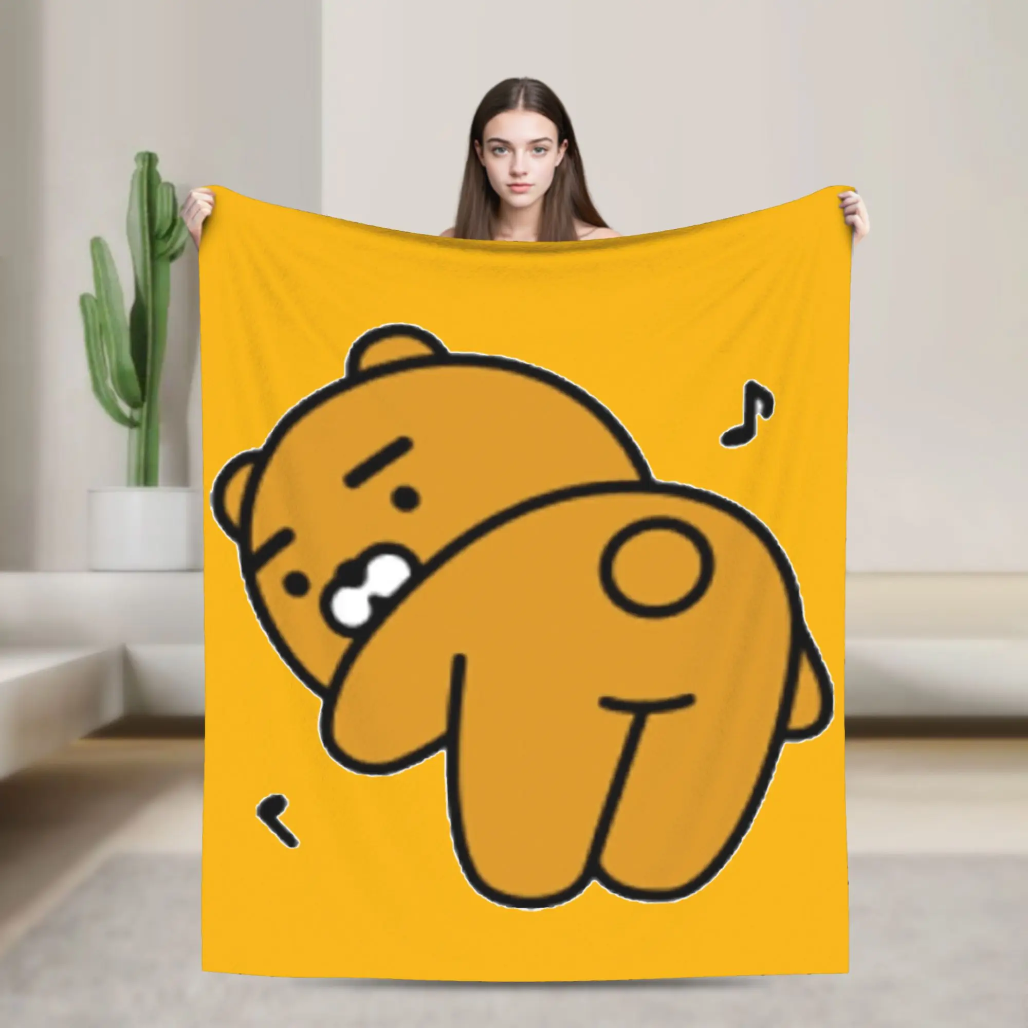 K-Kakaos F-Friends  Hello! Ryan Flannel Blanket  Funny Throw Blanket for Home Hotel Sofa  125*100cm Rug Piece,