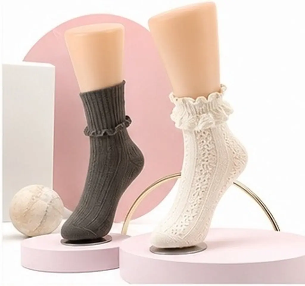 Magnetic Standing Transparent Female Foot Mannequin for Sock Display Jewelry Anklet Ankle Chain Product Photography Retail Store
