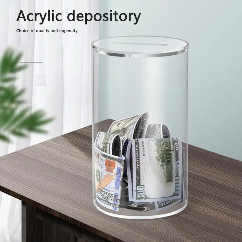 Piggy Bank for Adults Kids Acrylic Clear Piggy Bank Coin Bills Bank Money Saving Jar Unopenable Change Jar Money Bank Money Box