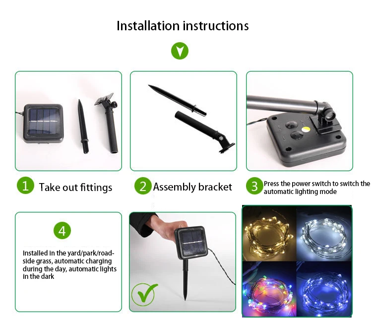 Guirnalda de luces LED solares para exteriores, lámpara de hadas para jardín, impermeable, decoración de patio, 330/300/200/100/50LED