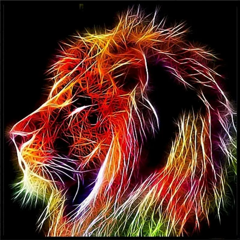 Алмазная мозаика с изображением льва для начинающих