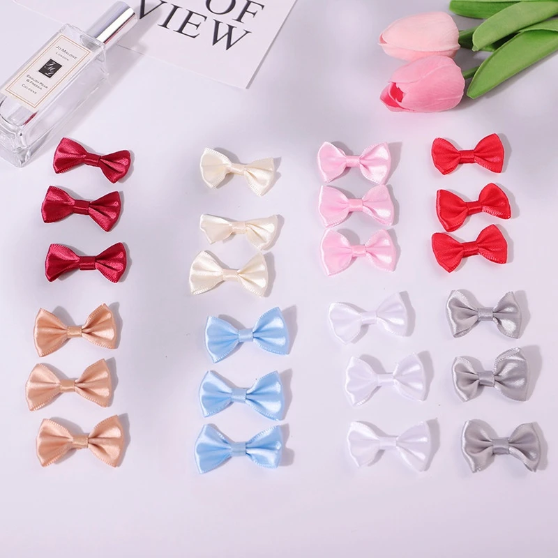 50 Stück/Set Satinband-Schleifen Polyester-Schleifen-Applikationen für DIY-Nähprojekte, Hochzeitsdekoration, Haarspangen und Kleidungszubehör – Detail 5