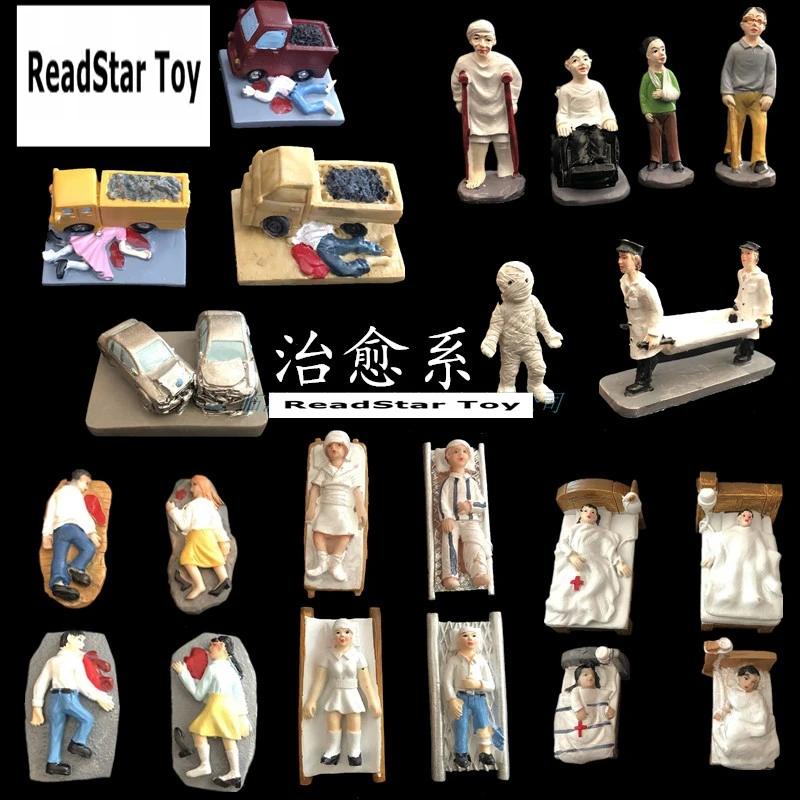 

resin figure mental psychological sand table game box court therapy injured figure car crash accident 22pcs/set