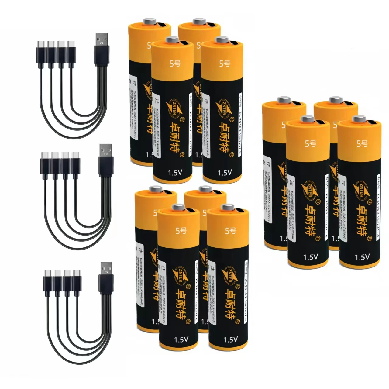 12 pçs/lote ZNTER 3000mWh AA bateria recarregável USB 1.5V bateria de polímero de lítio instrumento mouse microfone bateria especial