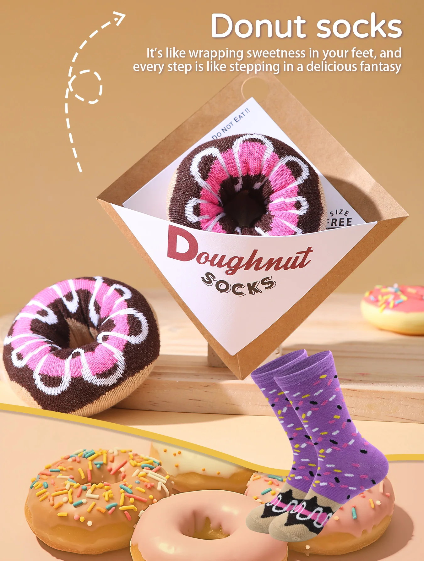 

1 Pair of Mid-Tube Men and Women Can Wear Novelty and Interesting Donut Gift Socks, Comfortable and Breathable, Suitable for Party Casual Novelty Gifts, Valentine's Day, Christmas, New Year, Autumn and Winter Style, Cute and Interesting Socks for All Seas