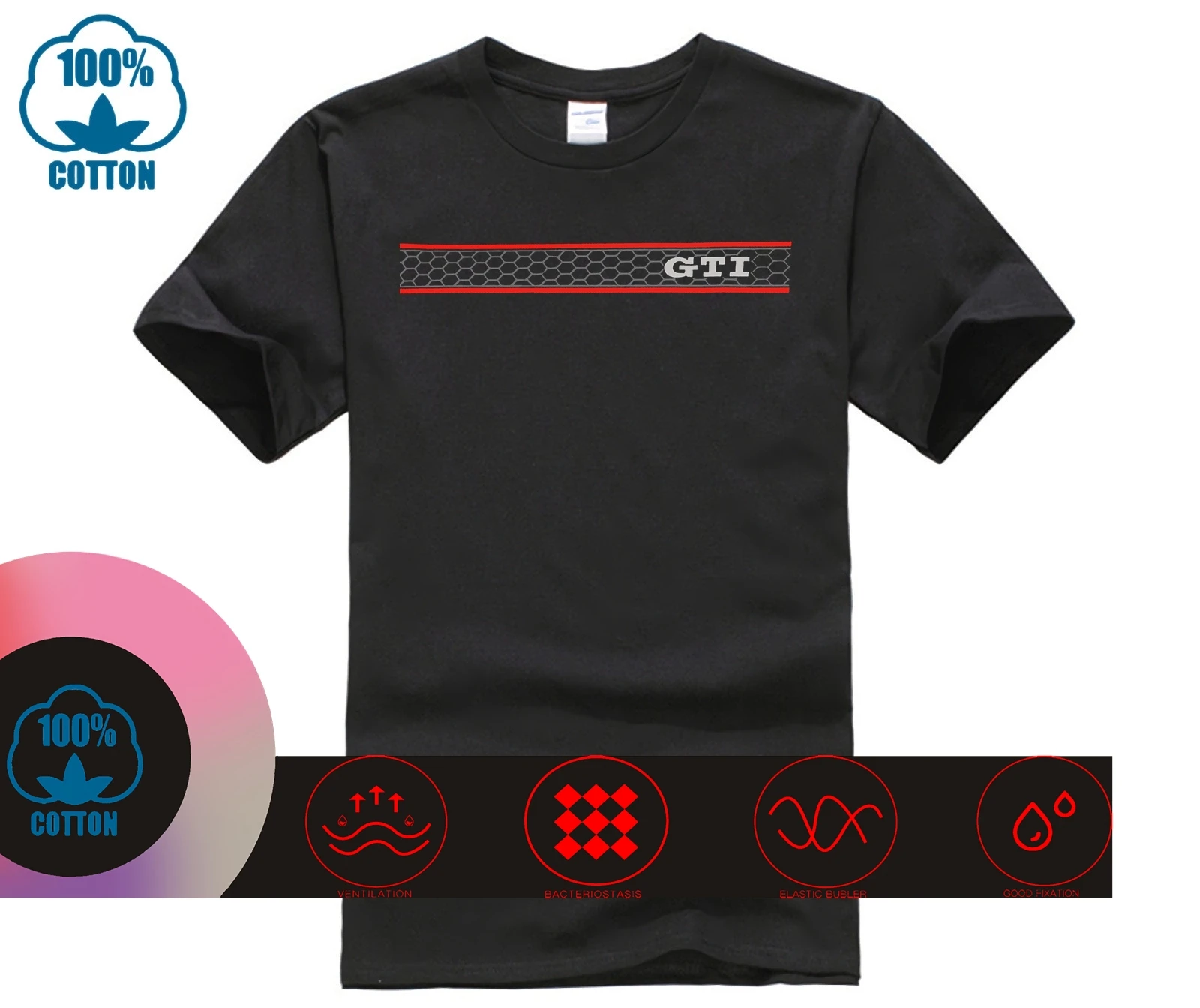 Camiseta estampada cuello redondo manga corta camiseta casual golf gti grill camisa