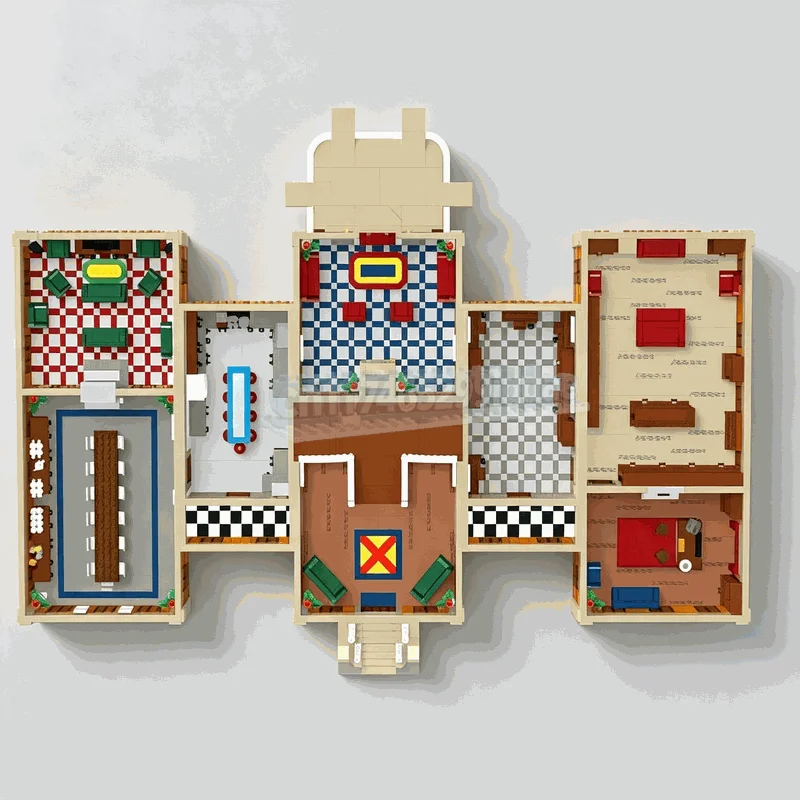 NEW 8437PCS MOC Grand Academy Mansion Ground Floor Modular Model Custom Puzzle DIY Creative Building Bricks Assembly Toy Gifts