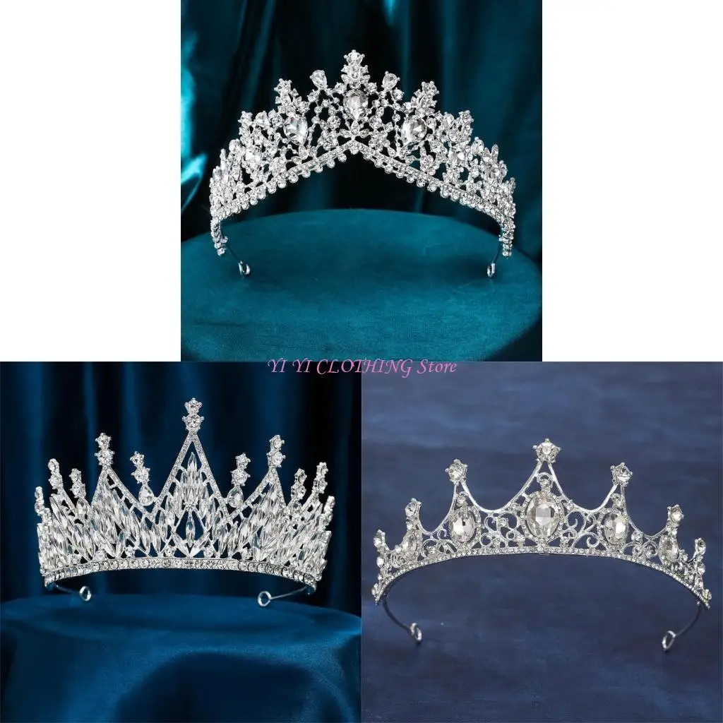 

N5KF Alloys Rhinestones Headbands Vintage Elegant Women Hair Hoop Bridal Headpiece for Special Occasion