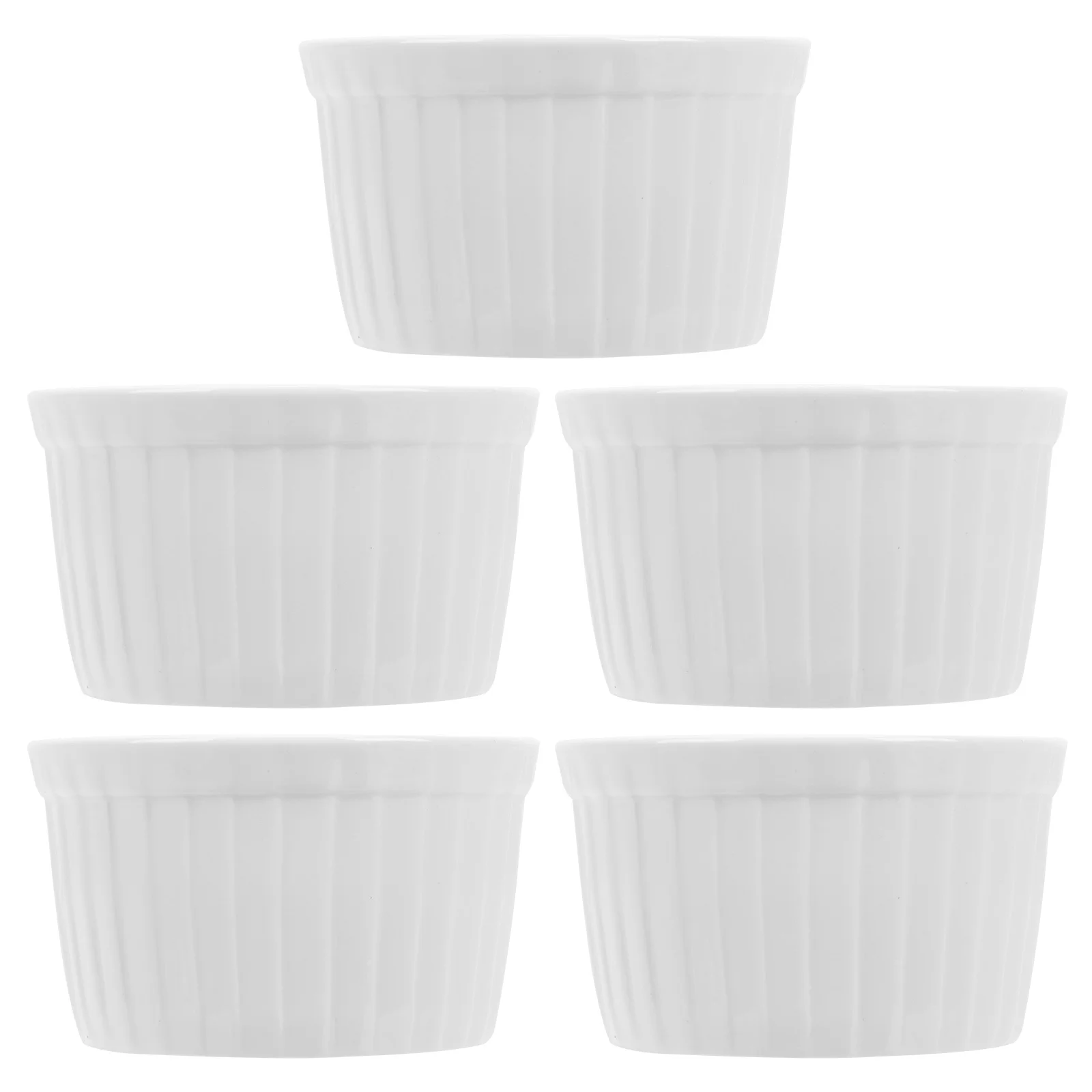 

5Pcs Round Ceramic Baking Bowls Small Dessert Cups for Pudding Jelly Mousse High Temperature Oven Safe Kitchen Utensils