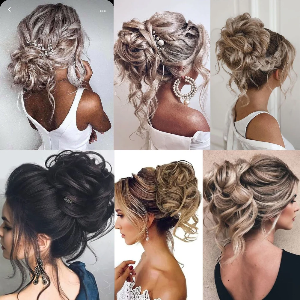 كعكة الشعر الاصطناعية الفوضوية Chignon Dount مع شريط مرن مجعد فوضوي كعكة Scrunchies أوبدو هيربيسي تمديد للنساء