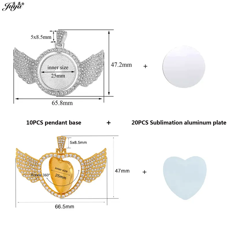 10sets Double Sided Sublimation Pendant Bezels 25mm Cabochon Base For DIY Making Heat transfer Jewelry Accessories Supplies