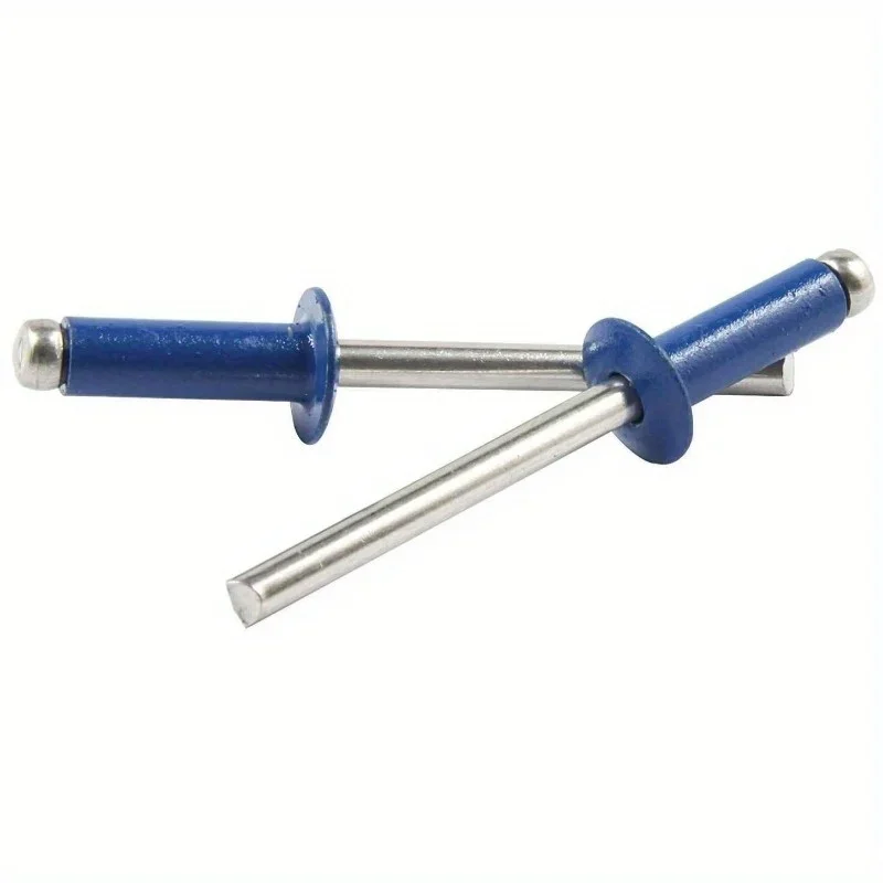 مسامير عمياء مطلية من الفولاذ المصنوع من الألومنيوم ، مسامير البوب الزرقاء برأس الزر الملون ، المسامير RAL5010 ، 47 "x" ، 50