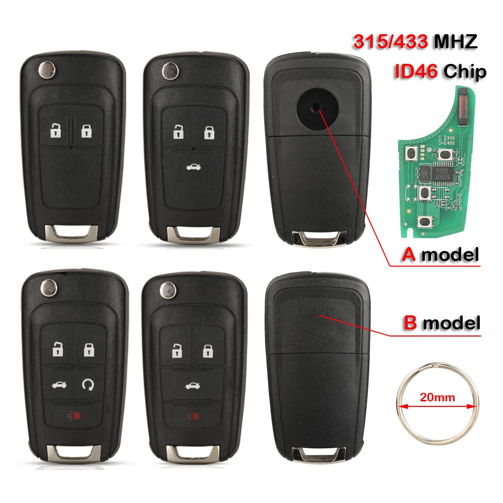 

jingyuqin Car Remote Key For OPEL Insignia Astra Vauxhall Zafira Chevrolet Spark Sail Malibu Cruze orlando Equinox Aveo 433/315