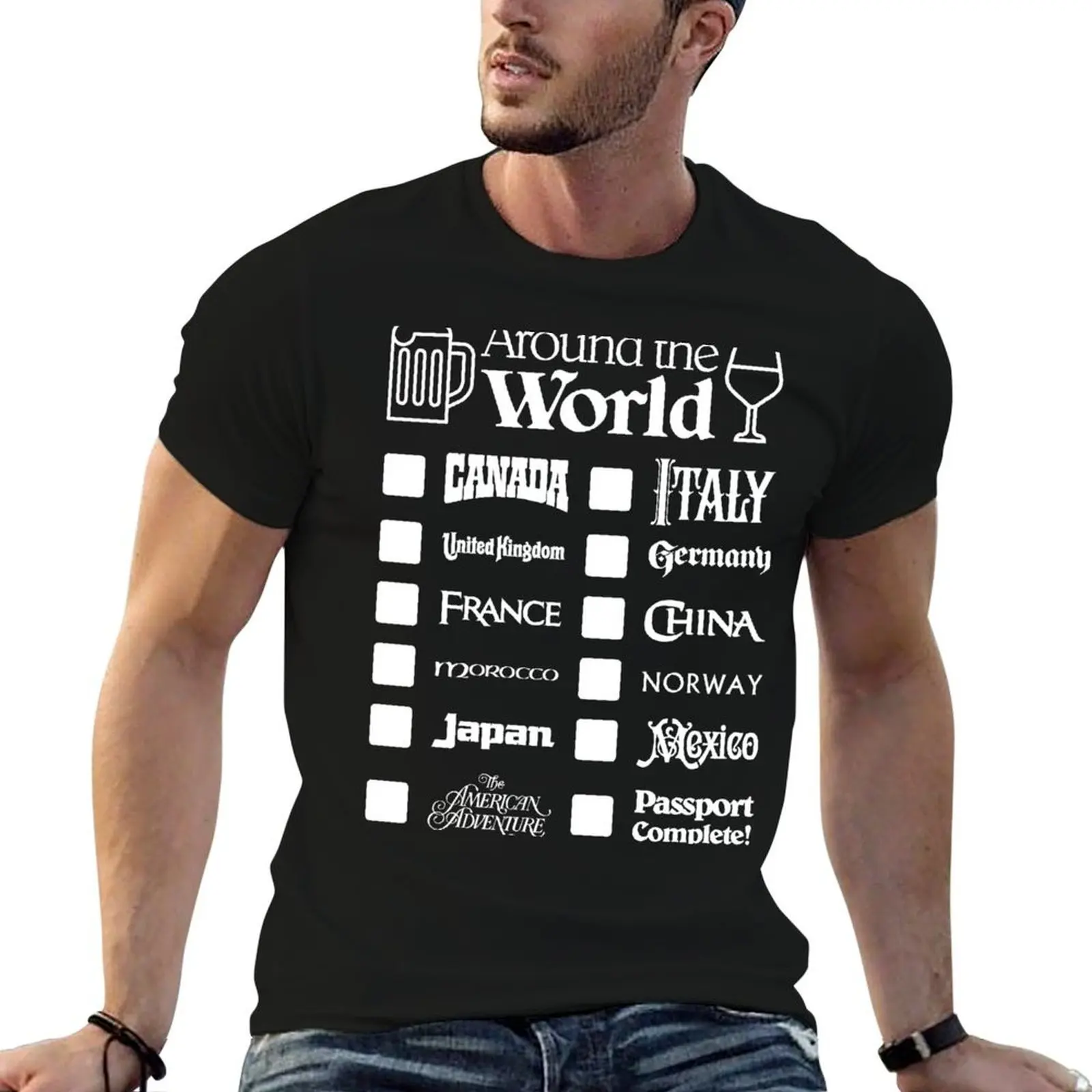 

Around cotton T-Shirt cotton (White Canada man Epcot the World percent shirt Text, t First) 100 for tshirt 100% Drink