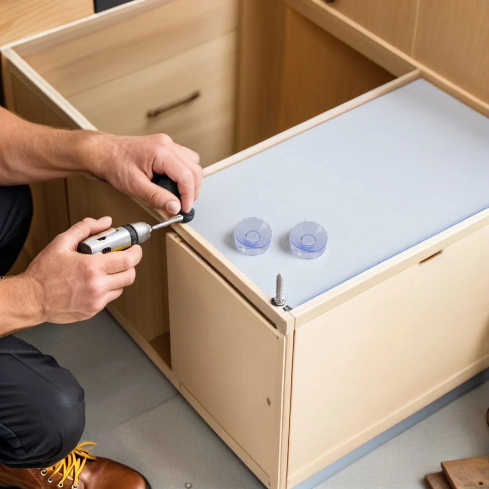 20 قطعة طاولة شاي وسادة مضادة للانزلاق 1.4X1.4 بوصة شفافة مزدوجة الوجهين شفط الكؤوس لطاولة زجاجية عدم الانزلاق الوفير استبدال #6