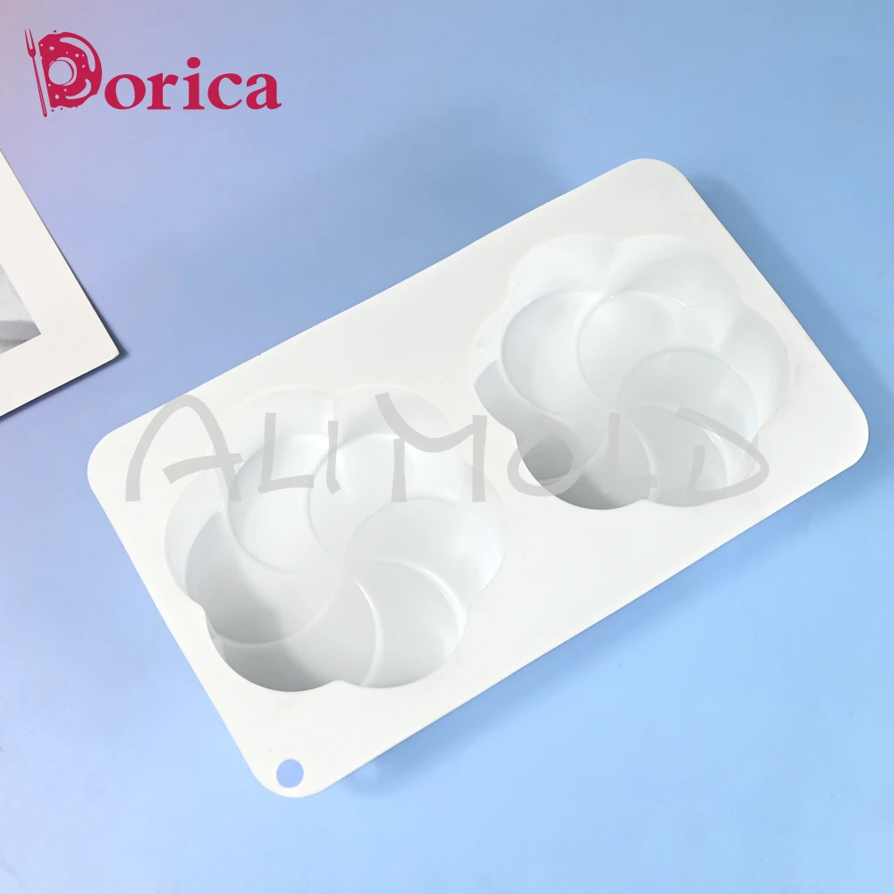 Dorica Fan-shaped Flower Silicone Molds Pudding Chocolate Mousse Mould Pastry Baking Pan Cake Decorating Tools Kitchen Bakeware