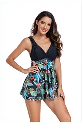 Bañador de talla grande para mujer, traje de baño de moda europea y americana, falda dividida, Tankini, novedad de 2024