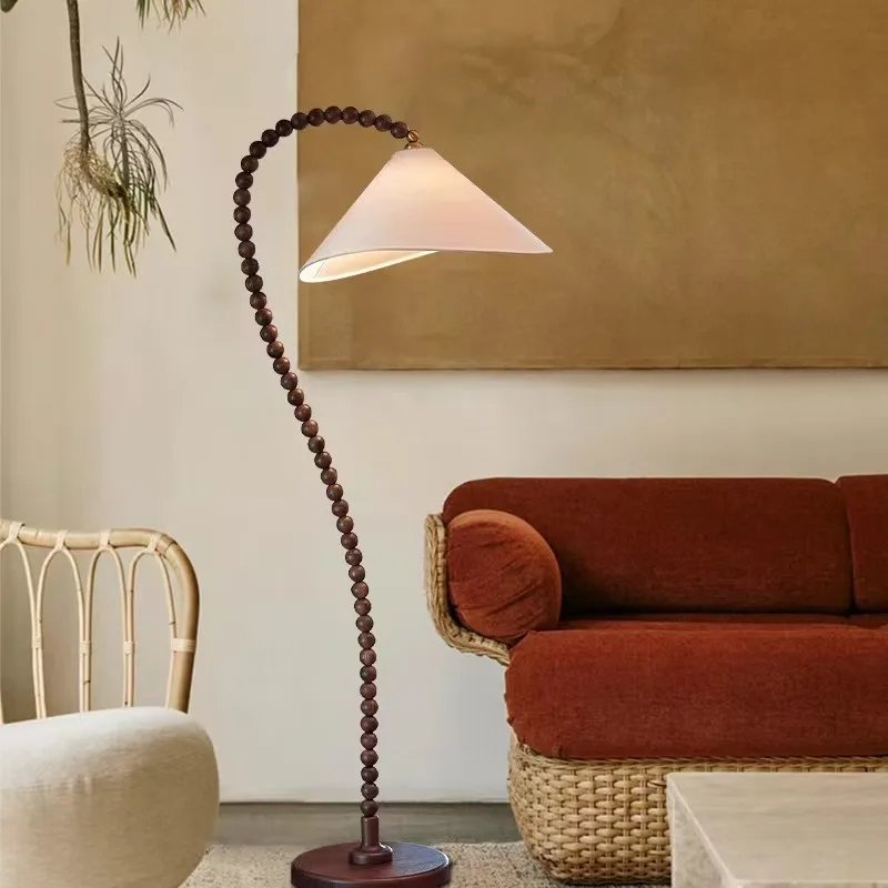 Chinese Style Abacus Beads Floor Lamps Bedroom Beside Living Room Study Light Fixture Solid Wood Stand Lighting Led Illumination
