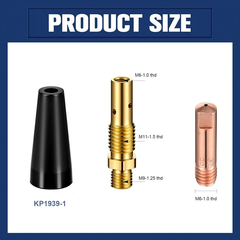 MYHOME 24 Pcs Flux Core Gasless Nozzle Tips Kit KP1939-1 Flux Core Welder Flux Welder Contact Tips Gasless Nozzle Gas Diffusers