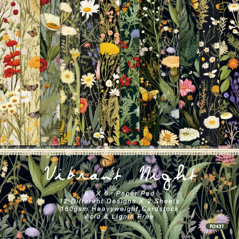 Suncraft 6" Single-Sided Pattern Paper DIY Scrapbook Journal Background Paper for Card Making R2437