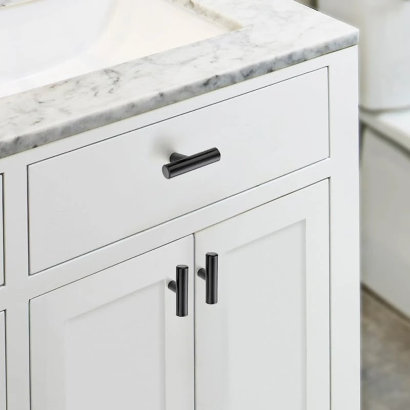 1ชิ้นมือจับสีดำสำหรับตู้และลิ้นชักสแตนเลสมือจับตู้เสื้อผ้าตู้ครัวดึงลูกบิดลิ้นชัก